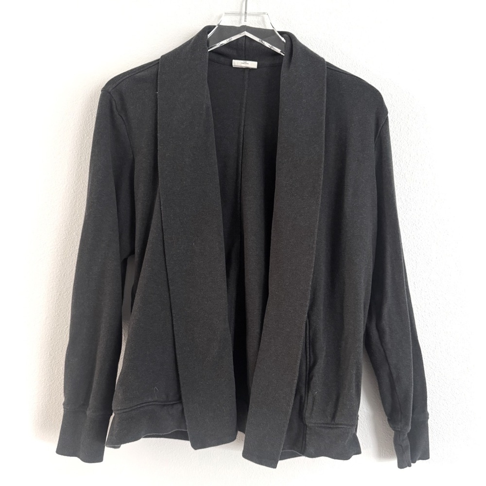 Pact Organic Cotton Airplane Short Drape Cardigan Jacket Gray
